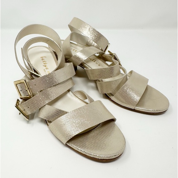 BETTYE MULLER GOLD METALLIC ANKLE STRAP‎ SANDALS 38 - Picture 2 of 11